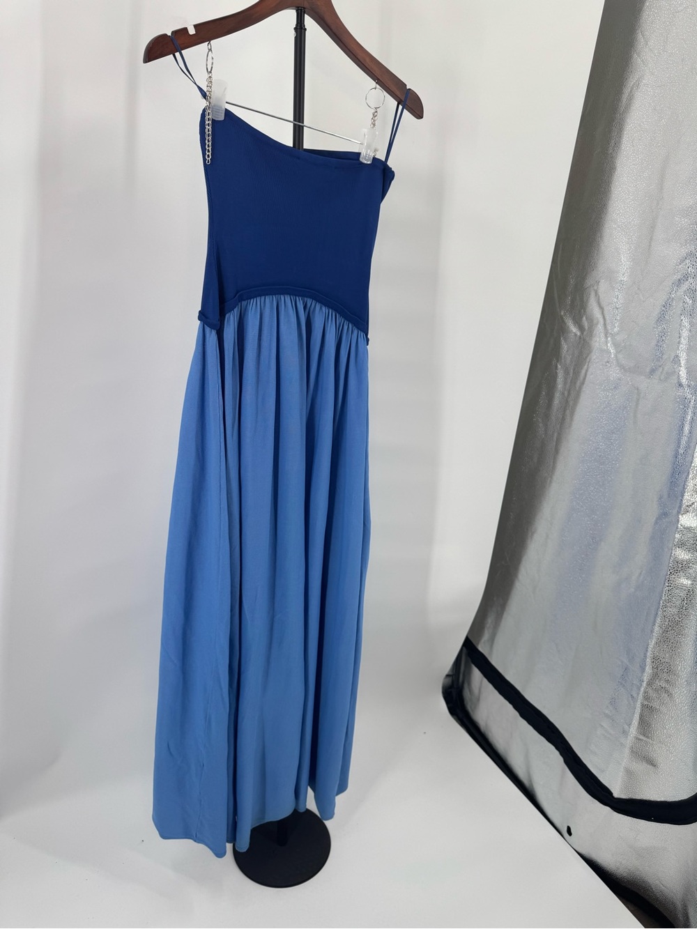 SOLID & STRIPED Two-Tone Blue Strapless Maxi Dress - Picture 10 of 12